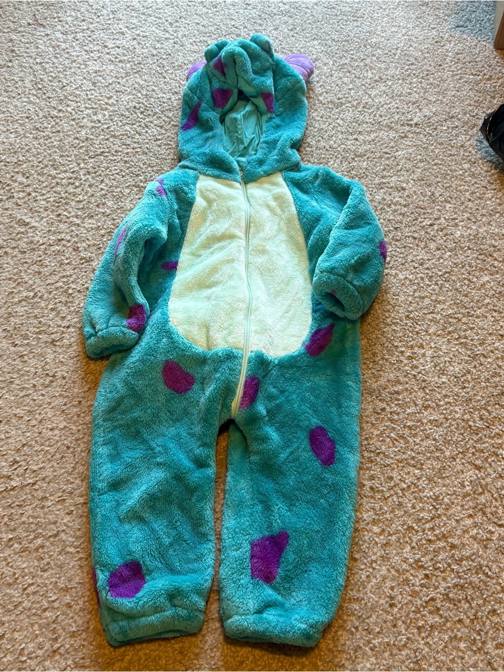 Disney Monsters Inc Sully  Plush Monster Costume 2T Hooded Zip Up Halloween